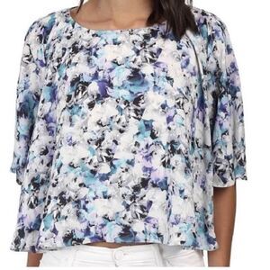 Sam Edelman Crop Floral Swimg Blouse Size XS NWT